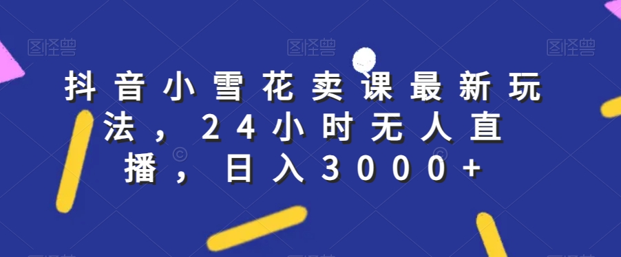 抖音小雪花卖课最新玩法，24小时无人直播，日入3000+【揭秘】-第一精品资源库