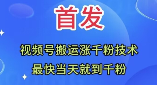 全网首发：视频号无脑搬运涨千粉技术，最快当天到千粉【揭秘】-第一精品资源库