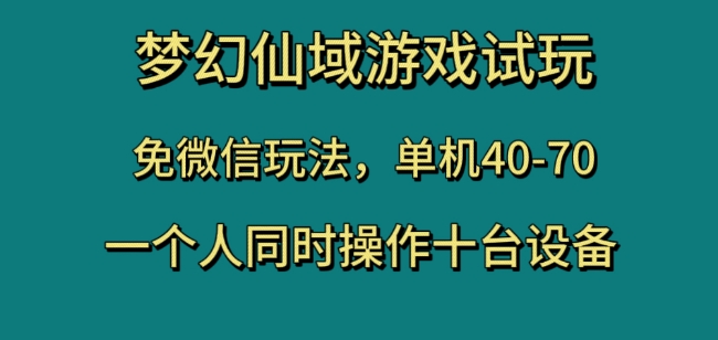 梦幻仙域游戏试玩，免微信玩法，单机40-70，一个人同时操作十台设备【揭秘】-第一精品资源库