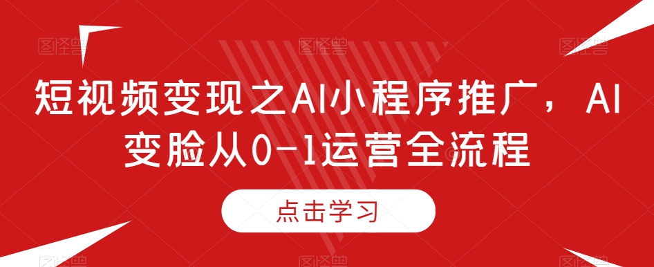 短视频变现之AI小程序推广，AI变脸从0-1运营全流程-第一精品资源库