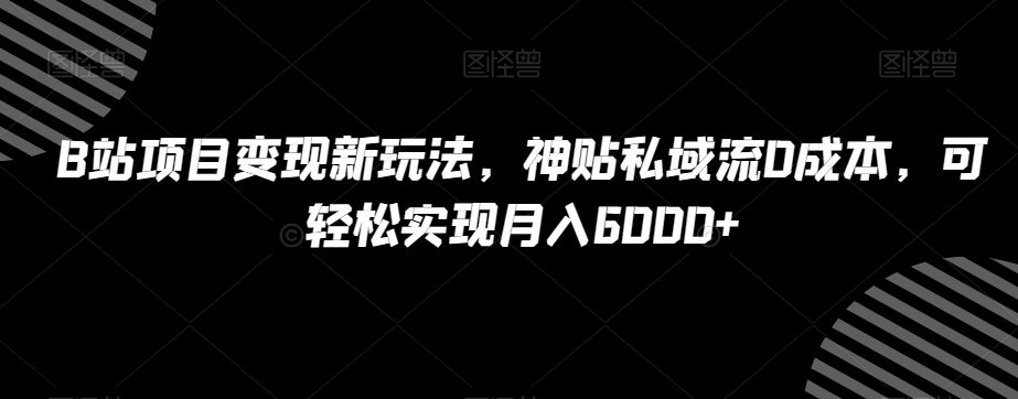 B站项目变现新玩法，神贴私域流0成本，可轻松实现月入6000+【揭秘】-第一精品资源库