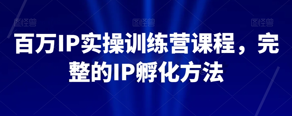 百万IP实操训练营课程，完整的IP孵化方法-第一精品资源库