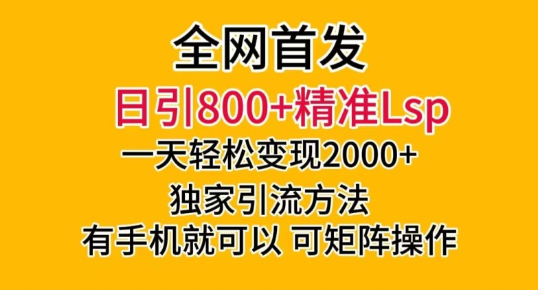 全网首发！日引800+精准老色批，一天变现2000+，独家引流方法，可矩阵操作【揭秘】-第一精品资源库