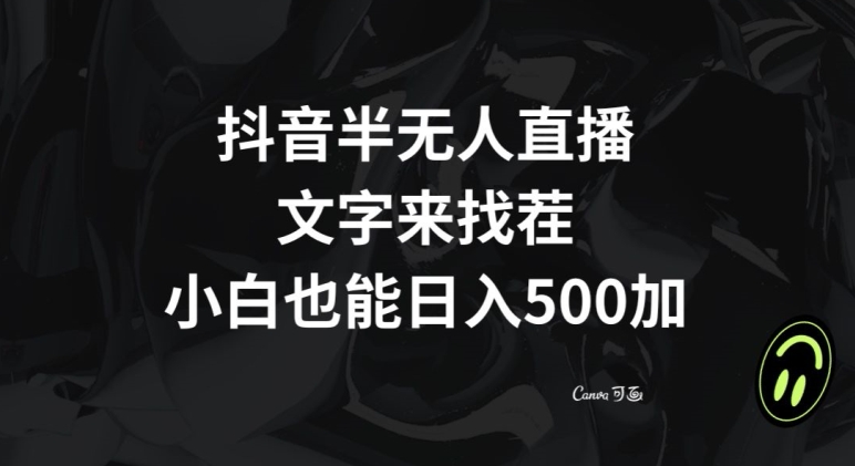 抖音半无人直播，文字来找茬小游戏，每天收益500+【揭秘】-第一精品资源库