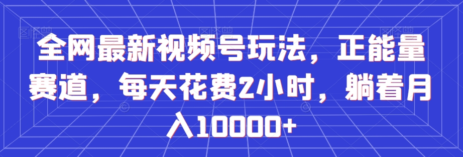 全网最新视频号玩法，正能量赛道，每天花费2小时，躺着月入10000+【揭秘】-第一精品资源库
