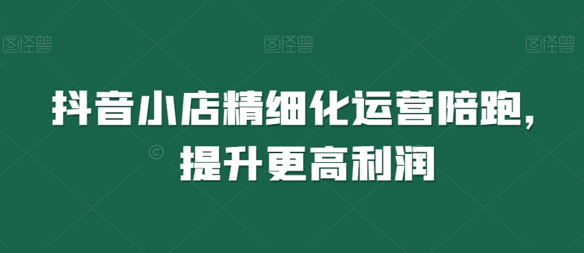 抖音小店精细化运营陪跑，提升更高利润-第一精品资源库