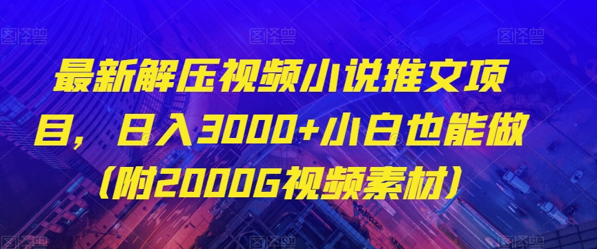 最新解压视频小说推文项目，日入3000+小白也能做（附2000G视频素材）【揭秘】-第一精品资源库