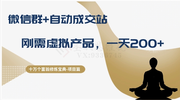十万个富翁修炼宝典之8.微信群+自动成交站，刚需虚拟产品，一天200+-第一精品资源库