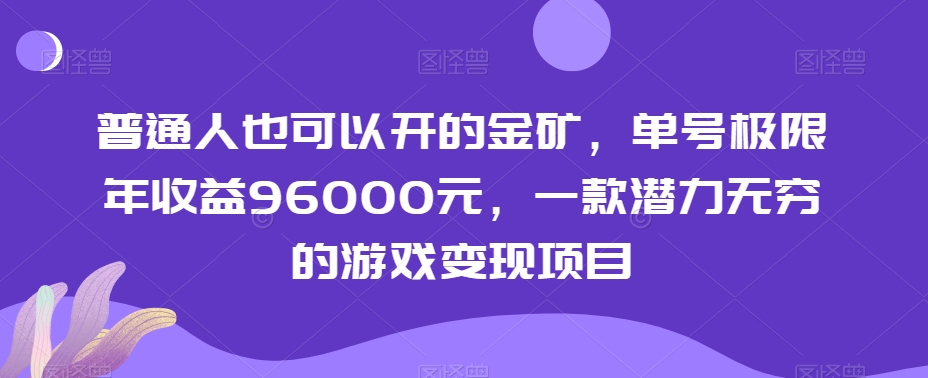 普通人也可以开的金矿，单号极限年收益96000元，一款潜力无穷的游戏变现项目【揭秘】-第一精品资源库