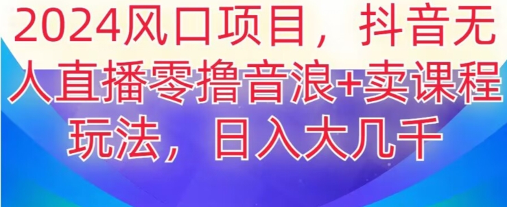 2024风口项目，抖音无人主播撸音浪+卖课程玩法，日入大几千【揭秘】-第一精品资源库