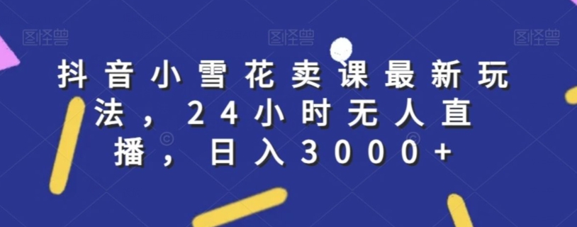 抖音小雪花卖课最新玩法，24小时无人直播，日入3000+【揭秘】-第一精品资源库