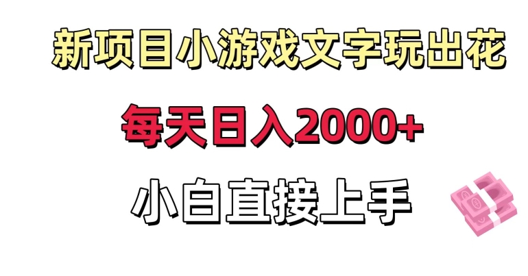 新项目小游戏文字玩出花日入2000+，每天只需一小时，小白直接上手【揭秘】-第一精品资源库