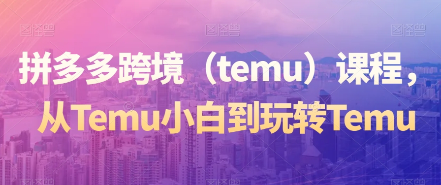 拼多多跨境（temu）课程，从Temu小白到玩转Temu-第一精品资源库