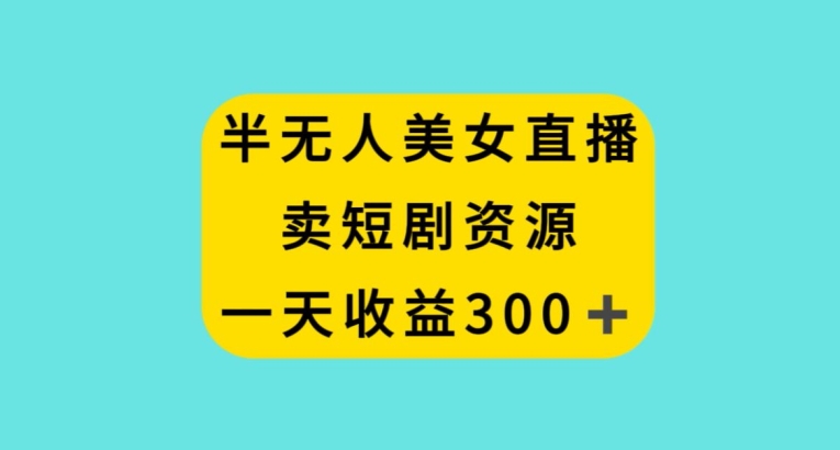 半无人美女直播，卖短剧资源，一天收益300+【揭秘】-第一精品资源库