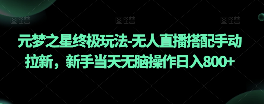 元梦之星终极玩法-无人直播搭配手动拉新，新手当天无脑操作日入800+【揭秘】-第一精品资源库