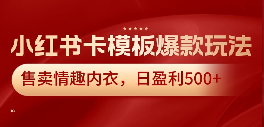 小红书卡模板爆款玩法，售卖情趣内衣，日盈利500+【揭秘】-第一精品资源库
