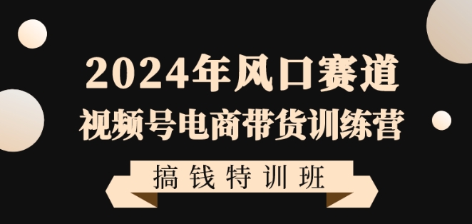 2024年风口赛道视频号电商带货训练营搞钱特训班，带领大家快速入局自媒体电商带货-第一精品资源库