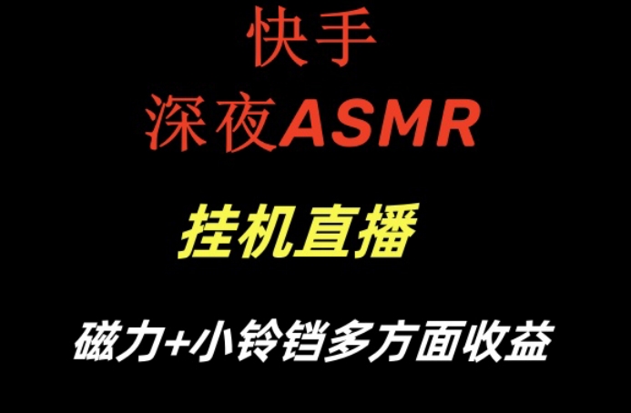 快手深夜ASMR挂机直播，磁力+小铃铛收益（附带工具和5G素材）【揭秘】-第一精品资源库