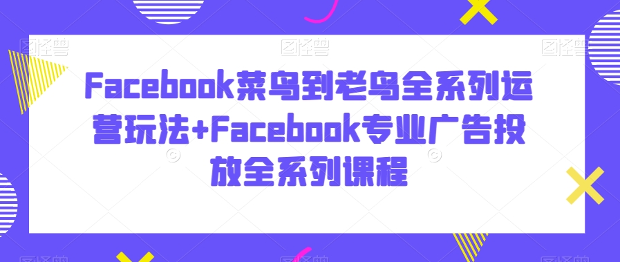 Facebook菜鸟到老鸟全系列运营玩法+Facebook专业广告投放全系列课程-第一精品资源库