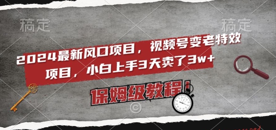 2024最新风口项目，视频号变老特效项目，电脑小白上手3天卖了3w+，保姆级教程【揭秘】-第一精品资源库