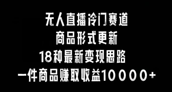 无人直播冷门赛道，商品形式更新，18种变现思路，一件商品赚取收益10000+【揭秘】-第一精品资源库