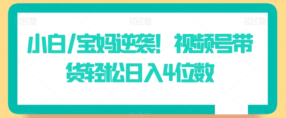 小白/宝妈逆袭！视频号带货轻松日入4位数【揭秘】-第一精品资源库