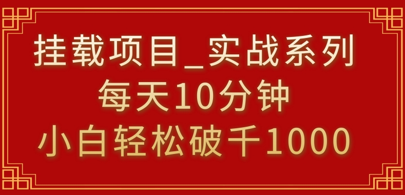 挂载项目，小白轻松破1000，每天10分钟，实战系列保姆级教程【揭秘】-第一精品资源库
