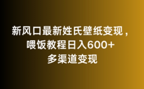 新风口最新姓氏壁纸变现，喂饭教程日入600+【揭秘】-第一精品资源库