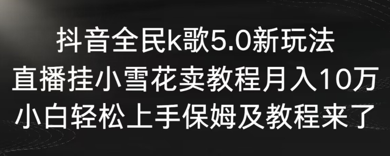 抖音全民k歌5.0新玩法，直播挂小雪花卖教程月入10万，小白轻松上手，保姆及教程来了【揭秘】-第一精品资源库