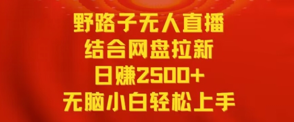 野路子无人直播结合网盘拉新，日赚2500+，小白无脑轻松上手【揭秘】-第一精品资源库