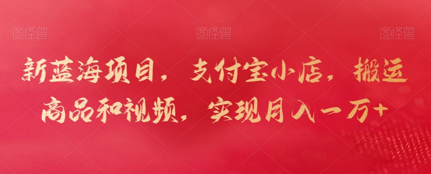 新蓝海项目，支付宝小店，搬运商品和视频，实现月入一万+【揭秘】-第一精品资源库