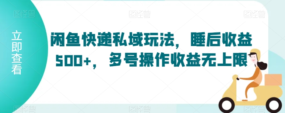 闲鱼快递私域玩法，睡后收益500+，多号操作收益无上限【揭秘】-第一精品资源库