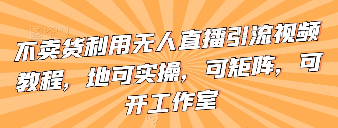 不卖货利用无人直播引流视频教程，地可实操，可矩阵，可开工作室【揭秘】-第一精品资源库