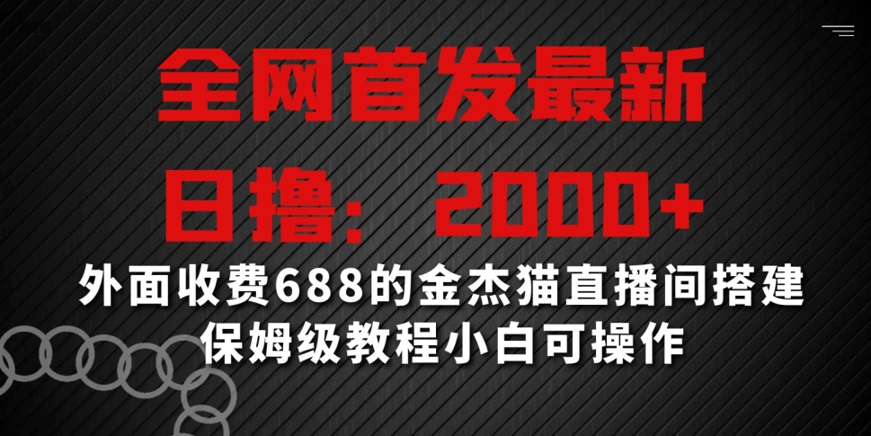 全网首发最新，日撸2000+，外面收费688的金杰猫直播间搭建，保姆级教程小白可操作【揭秘】-第一精品资源库