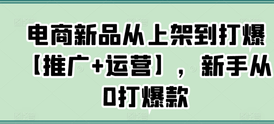 电商新品从上架到打爆【推广+运营】，新手从0打爆款-第一精品资源库