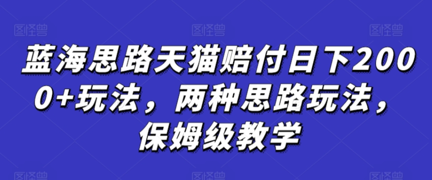 蓝海思路天猫赔付日下2000+玩法，两种思路玩法，保姆级教学【仅揭秘】-第一精品资源库