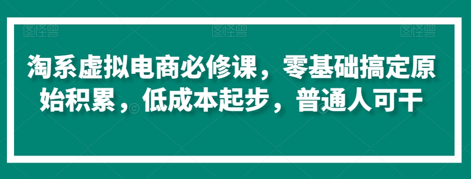 淘系虚拟电商必修课，零基础搞定原始积累，低成本起步，普通人可干-第一精品资源库