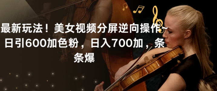 最新玩法！美女视频分屏逆向操作~日引600加色粉，日入700加，条条爆【揭秘】-第一精品资源库
