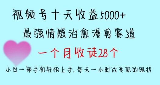十天收益5000+，多平台捞金，视频号情感治愈漫剪，一个月收徒28个，小白一部手机轻松上手【揭秘】-第一精品资源库