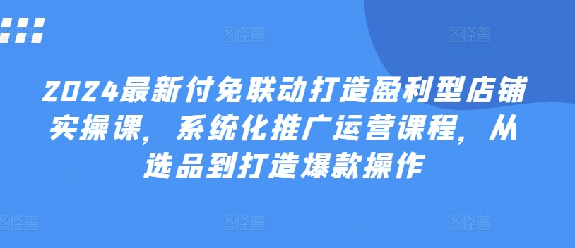 2024最新付免联动打造盈利型店铺实操课，​系统化推广运营课程，从选品到打造爆款操作-第一精品资源库
