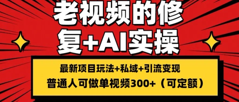 修复老视频的玩法，搬砖+引流的变现(可持久)，单条收益300+【揭秘】-第一精品资源库