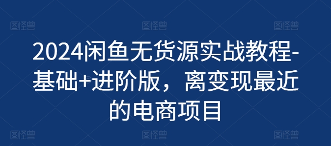 2024闲鱼无货源实战教程-基础+进阶版，离变现最近的电商项目-第一精品资源库