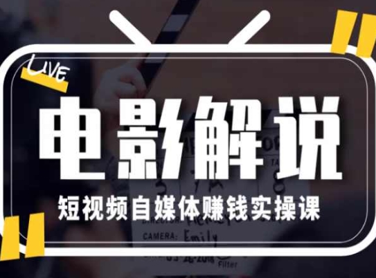 电影解说短视频自媒体赚钱实操课，教你做电影解说短视频，月赚1万-第一精品资源库