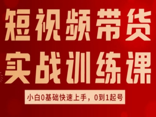 短视频带货实战训练课，好物分享实操，小白0基础快速上手，0到1起号-第一精品资源库