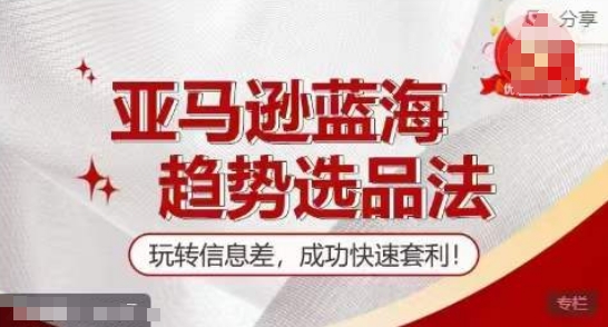 【训练营】亚马逊蓝海趋势选品法，玩转信息差，成功快速套利-第一精品资源库