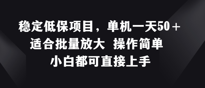 稳定低保项目，单机一天50+适合批量放大 操作简单 小白都可直接上手【揭秘】-第一精品资源库