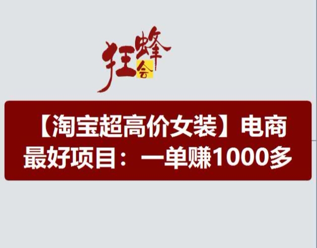 淘宝超高价女装项目，电商最好赛道，一单赚1000多-第一精品资源库