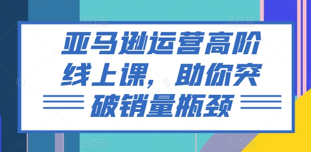 亚马逊运营高阶线上课，助你突破销量瓶颈-第一精品资源库