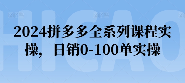 2024拼多多全系列课程实操，日销0-100单实操【必看】-第一精品资源库