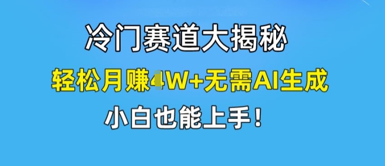 冷门赛道大揭秘，轻松月赚1W+无需AI生成，小白也能上手【揭秘】-第一精品资源库